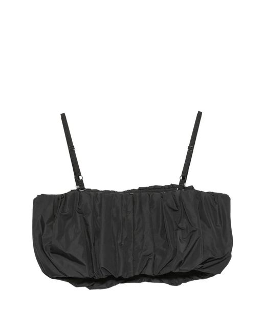 Juun.J Black Gathered Cropped Top
