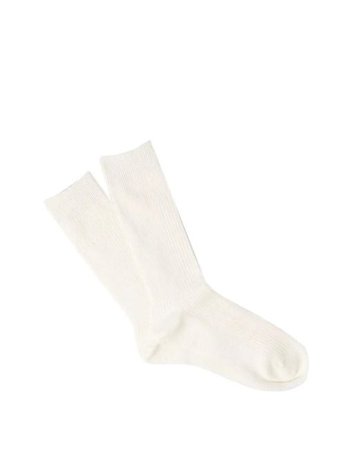 Anonymous Ism White Chaussettes Crew Brillantes