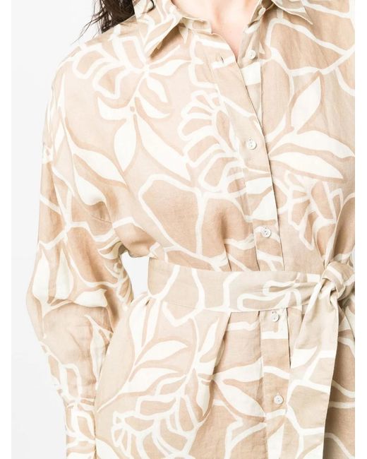 Xacus Natural Graphic-Print Asymmetric Dress