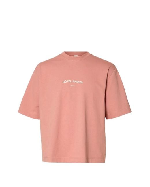 SELECTED T-Shirt Met Ronde Hals in het Pink voor heren