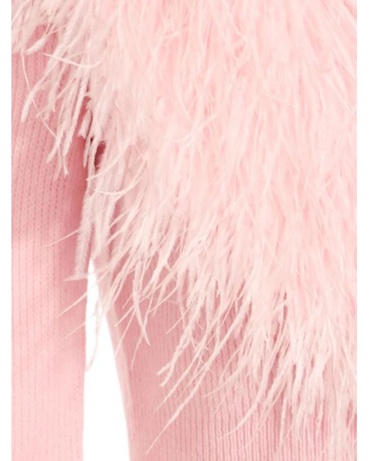 Cárdigan con ribete de plumas Blumarine de color Pink