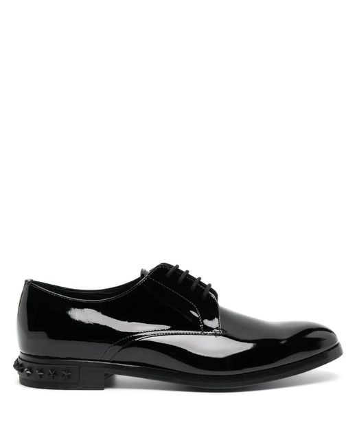 Philipp Plein Black Derby Stars Leather Oxford Shoes for men
