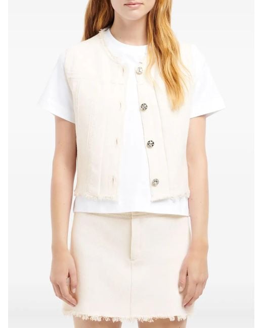 Barrie White Frayed Denim Vest