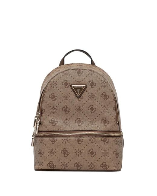 Guess Brown Monogram Zip Backpack
