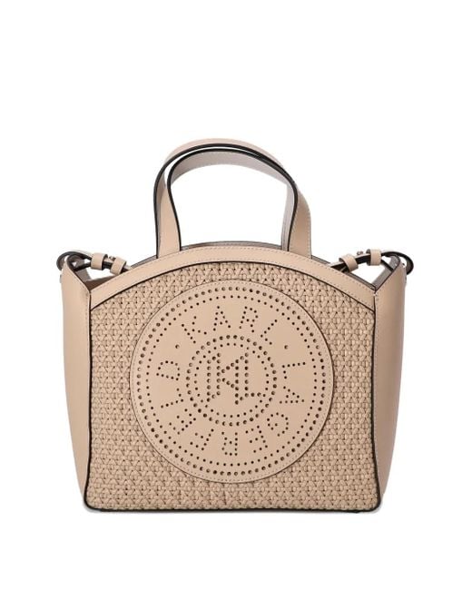 Karl Lagerfeld Natural Perforated Logo Tote Bag
