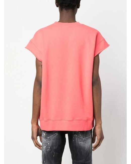 DSquared² Pink Logo-Print Sleeveless Sweatshirt for men