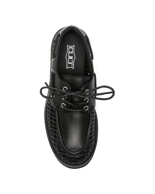 Cult Black Lace Up Leather Sneakers