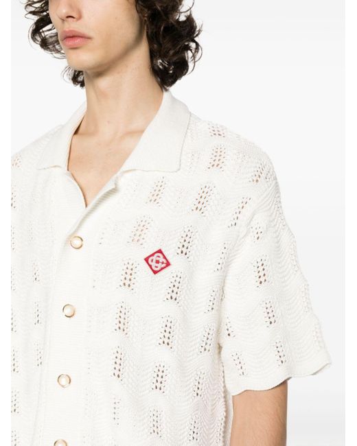 Casablancabrand White Wavy Gradient Crochet Shirt for men