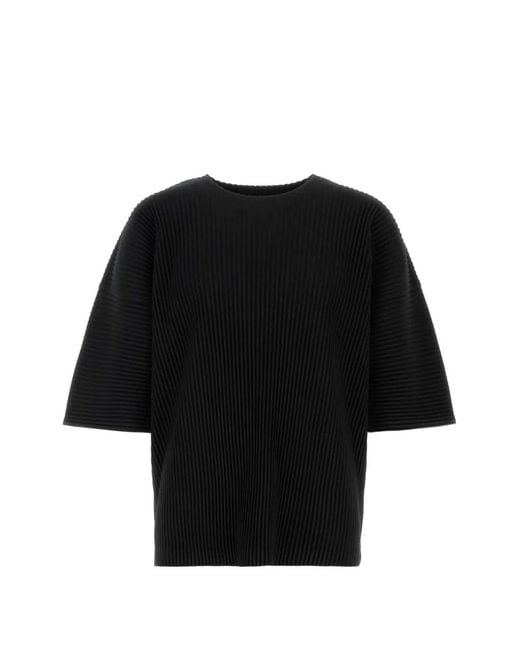 Homme Plissé Issey Miyake Black Plissé-Effect T-Shirt for men