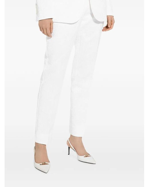 Dolce & Gabbana White Brocade Trousers