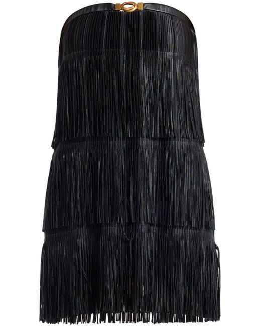 Minijupe drapée à franges Tom Ford en coloris Black