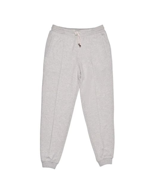 Brunello Cucinelli White Drawstring Cashmere Track Pants for men