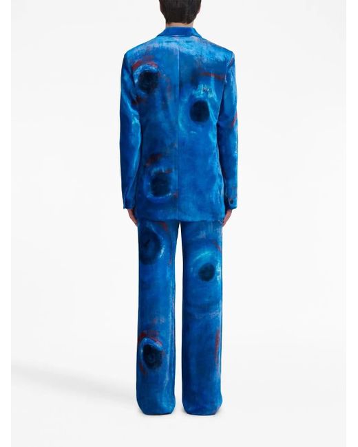 Marni Blue Painterly-Print Single-Breasted Blazer for men