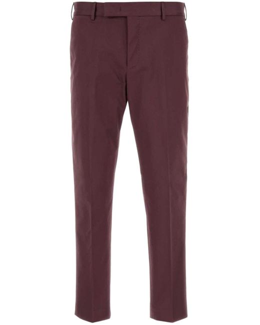 PT Torino Purple Pressed-crease Tapered Trousers for men