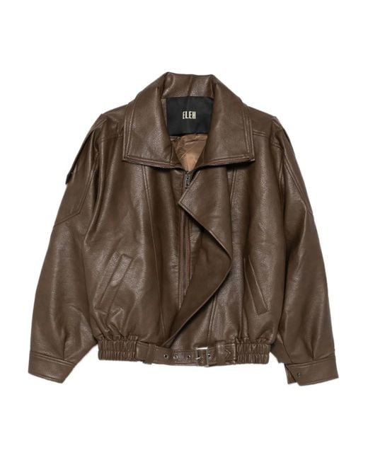 ELEH Brown Zip-Up Bomber Jacket