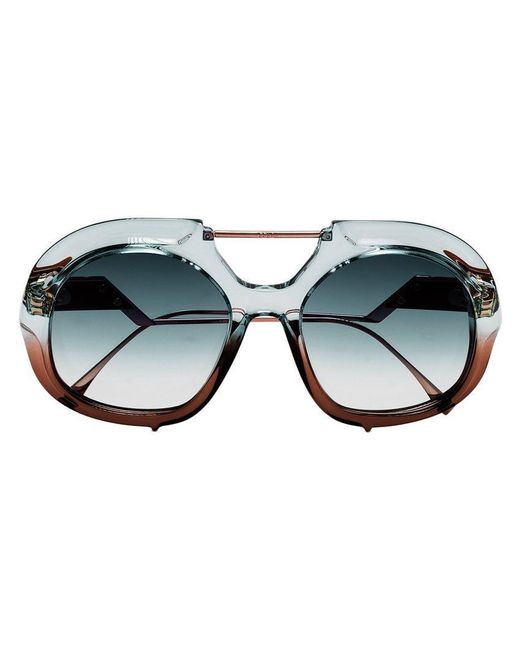 Fendi Blue And Brown Tropical Shine Aviator Sunglasses