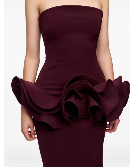 Ana Radu Purple Ruffled Strapless Maxi Dress