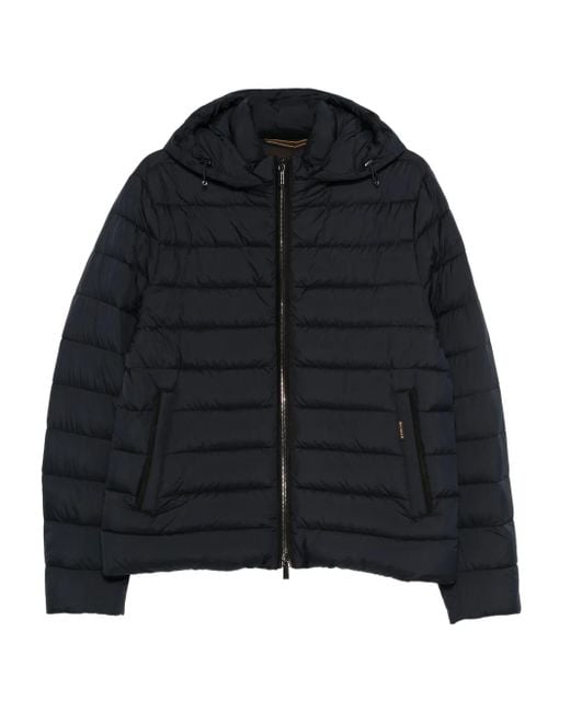 Moorer Black Hooded Quilted Jacket for men