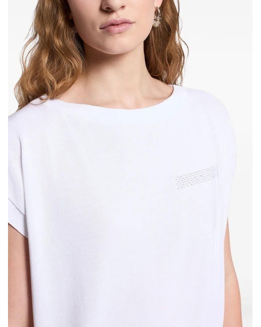 Peserico White Pocket Knitted T-Shirt