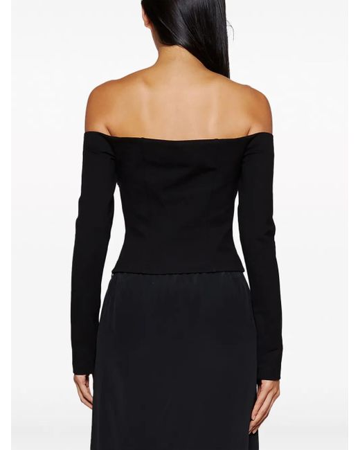 Top con hombros descubiertos y bustier con cristal Area de color Black