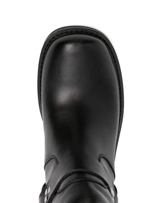 P.A.R.O.S.H. Black Buckle-Strap Leather Boots