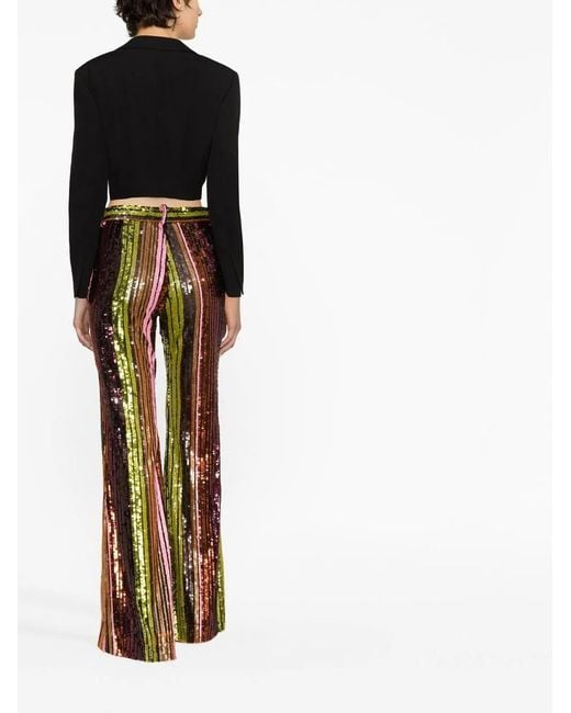 DSquared² Striped Sequin Flared Trousers in het Orange