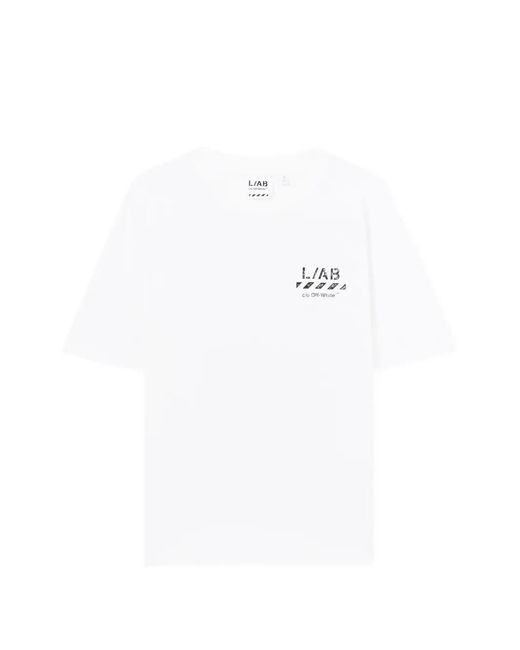 LAB C.O. OFF WHITE White Diagonal Oversized T-Shirt for men