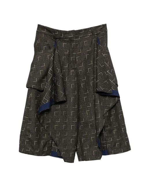 Kiko Kostadinov Gray Geometric-Print Draped Trousers