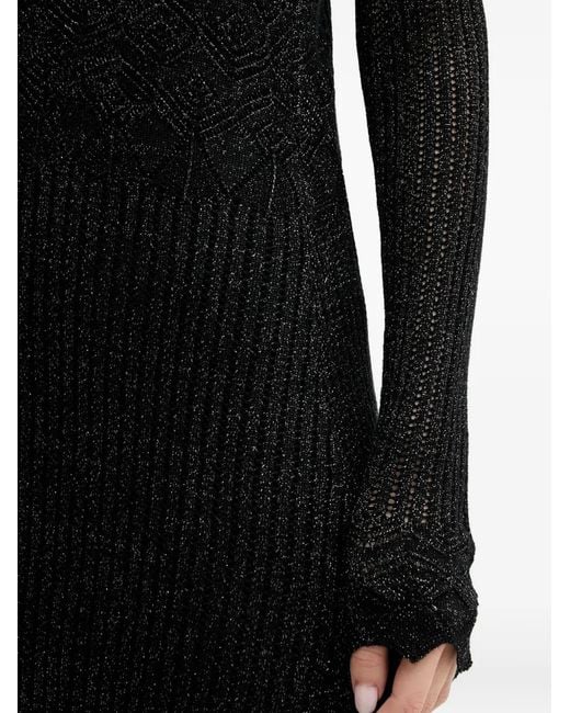 INTROPIA Black V-Neck Textured Dress
