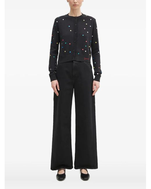 Fiorucci Black Polka-Dot Button Cardigan