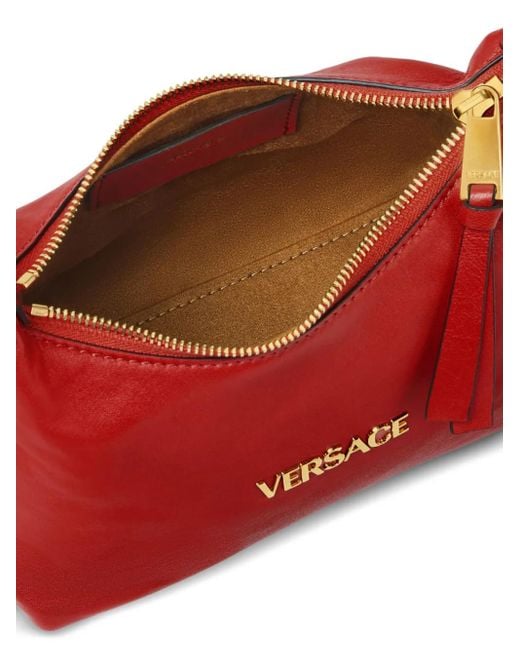 Versace Tag レザーショルダーバッグ Red