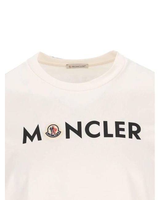 Moncler White Logo Cotton T-Shirt for men
