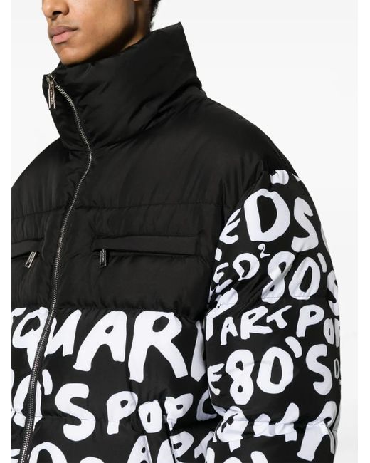 DSquared² Black D2 Pop 80's Two-Tone Padded Jacket for men