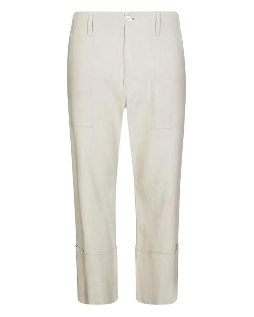 Jejia White Folded-Cuff Buttoned-Pocket Trousers
