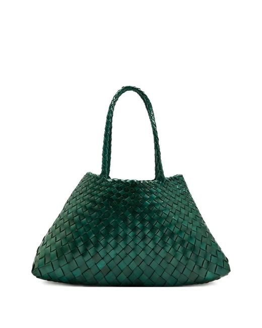 Dragon Diffusion Green Santa Croce Woven Braided Tote Bag