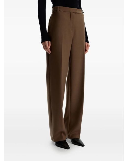 12 STOREEZ Brown Wool-Blend Pleated Trousers