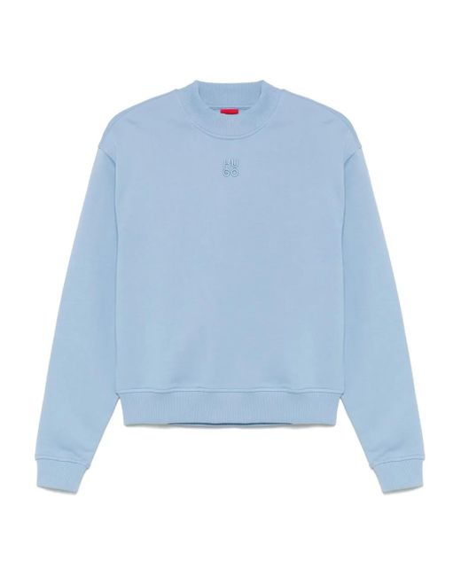 HUGO Blue Stacked Logo-Embroidered Sweatshirt