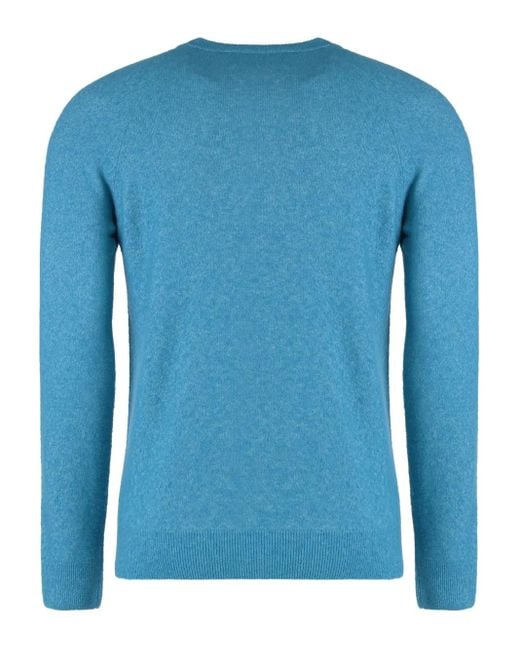 Moorer Blue Ribbed Crew-Neck Sweater for men