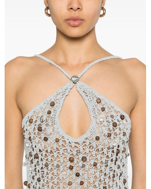 Robe Courte À Ornements De Perles Coperni en coloris White