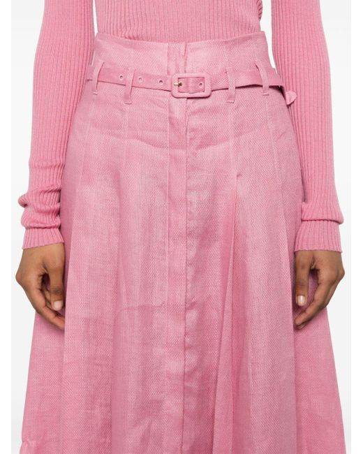 Gabriela Hearst Pink Dugald Midi Skirt