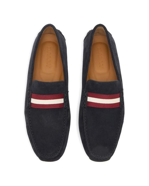 Bally White Mocassins Pilot À Détails Rayés for men