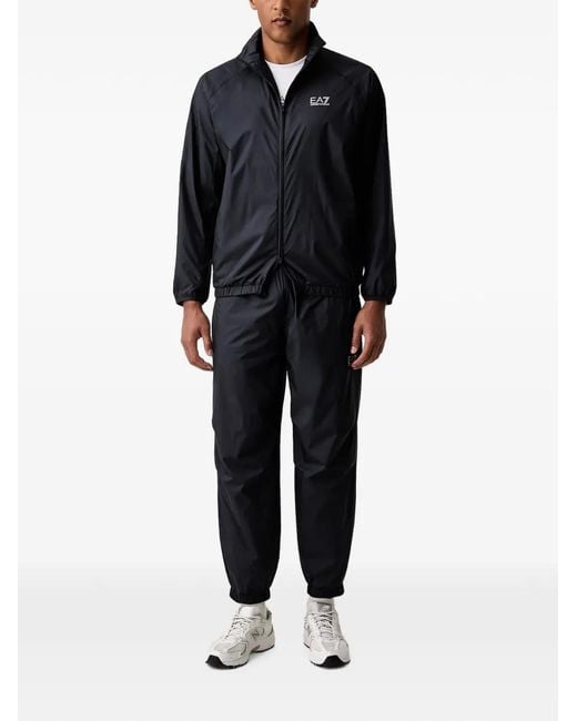 EA7 Black Logo-Print Tracksuit for men