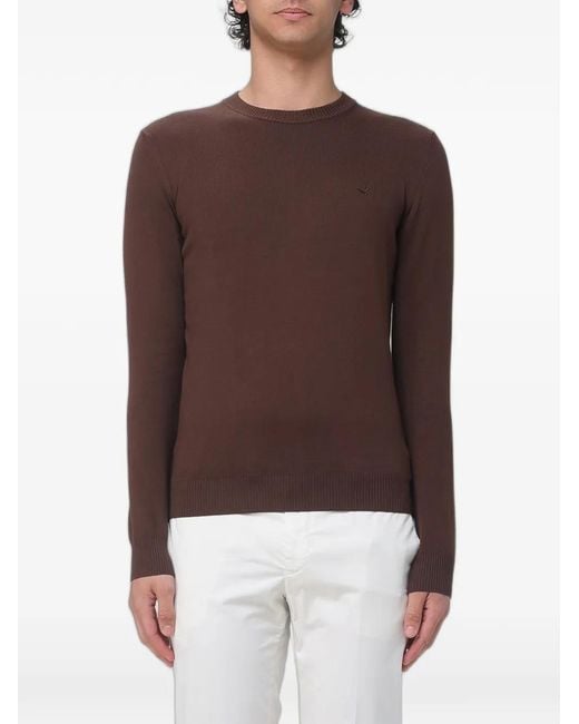 Brooksfield Brown Logo-Embroidered Sweater for men