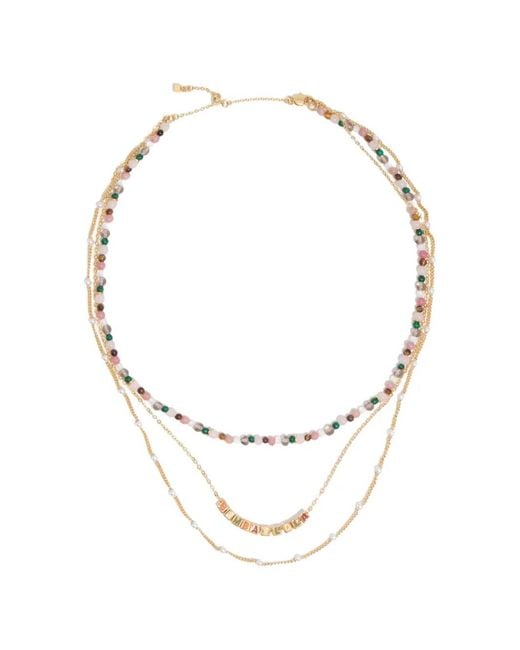 Bimba Y Lola White Beaded Logo Necklace