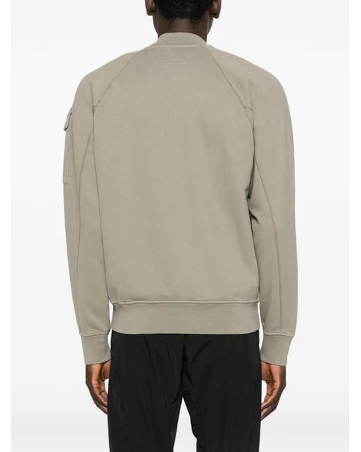 C P Company Gray Cotton Open Sweat for men