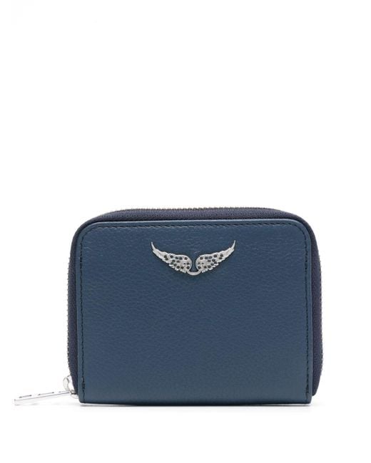 Zadig & Voltaire Mini Zv Leather Wallet in Blue | Lyst