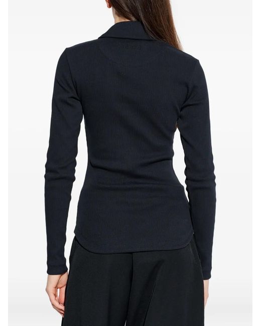 The Attico Blue Buttoned Collared Polo Top