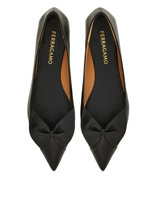 Ballerines Bow En Cuir Ferragamo en coloris Black
