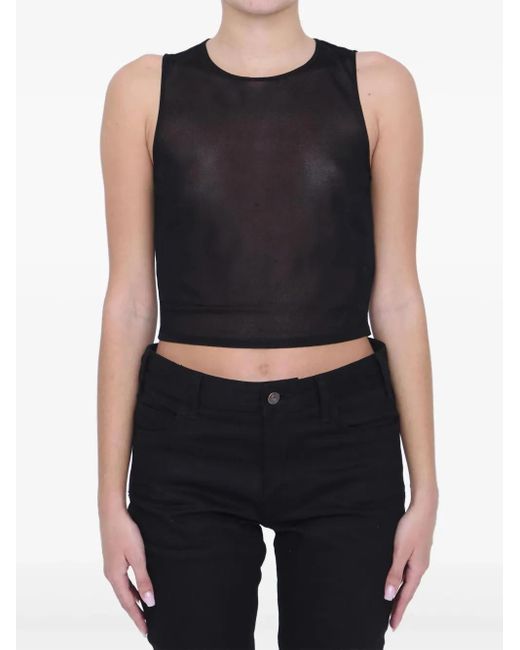 Saint Laurent Knitted Cropped Tank Top Black