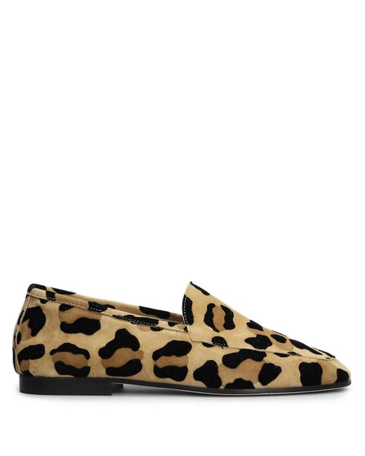 Anniel Brown Leopard-Print Loafers